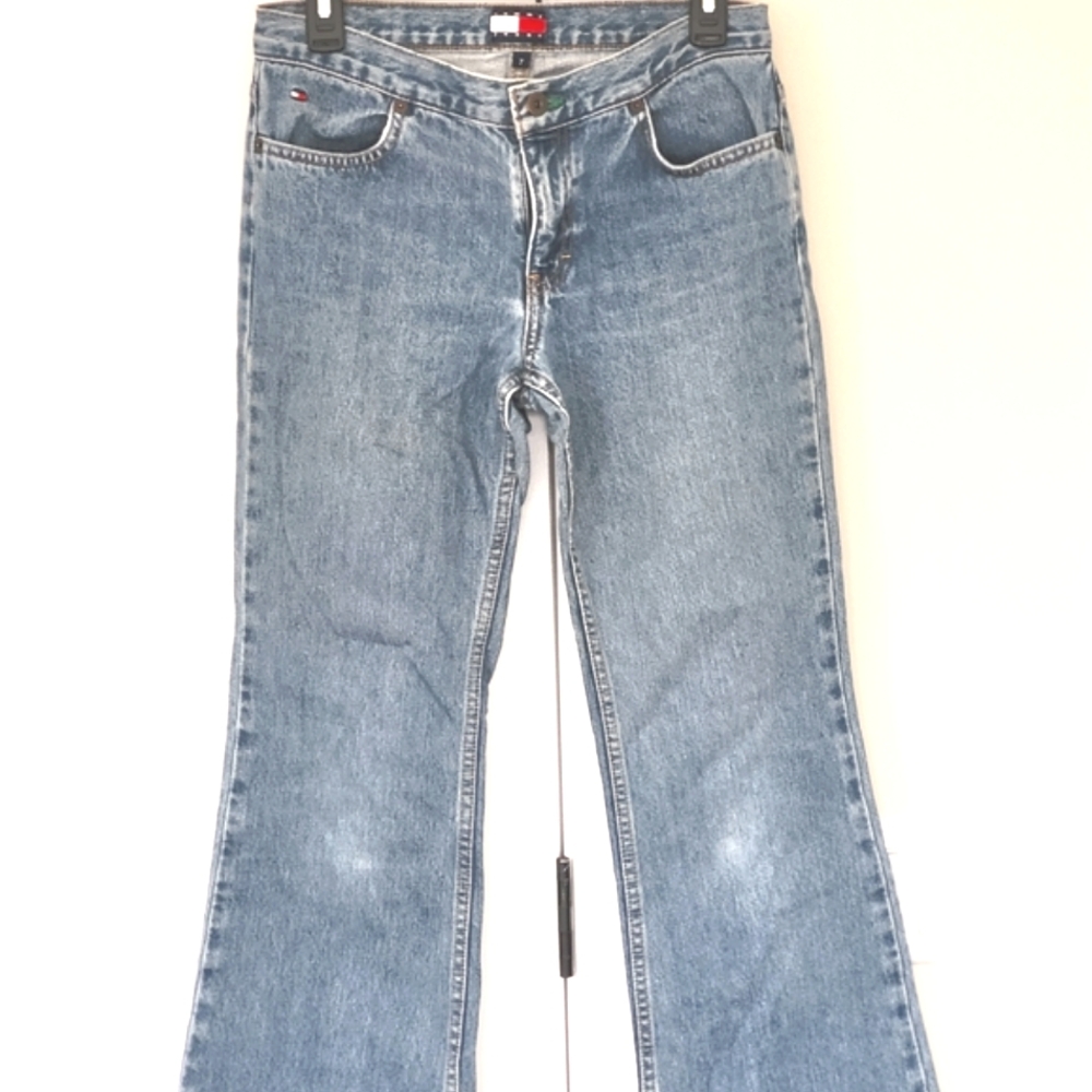 Tommy Hilfiger Rigid Lola Medium Wash Denim Blue Jeans American Flare Retro Y2K